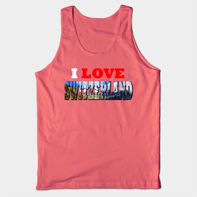 I Love Switzerland Mountain over Rhone Glacier Tank Top by PathblazerStudios